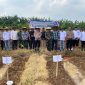 Kapolsek Pasar Kemis AKP Humaedi, S.H. (tengah) bersama Danramil Pasar Kemis Mayor Sidik Afriansah dan unsur pemerintah serta kelompok tani berfoto usai kegiatan penanaman jagung serentak di Desa Sukamantri.