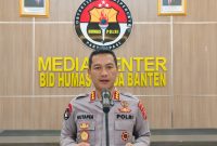 Kabidhumas Maruli Ahiles Hutapea menyampaikan imbauan kepada masyarakat terkait menjaga situasi kamtibmas di Media Center Bid Humas Polda Banten.