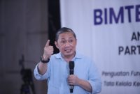Ketua Umum Partai Gelora Indonesia, Anis Matta, menyampaikan arahan kepada peserta Bimtek Nasional II Anggota Legislatif Partai Gelora Indonesia di Jakarta, Sabtu (13/6/2026).