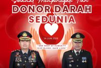 Caption Foto:
AKBP Dr. Martua Raja Taripar Laut Silitonga, S.H., S.I.K., M.Si., didampingi Wakapolres Cilegon Kompol Mochamad Ridzky Salatun, S.I.K., menyampaikan ucapan dan dukungan dalam rangka peringatan Hari Donor Darah Sedunia 2026 sebagai bentuk komitmen Polres Cilegon terhadap gerakan kemanusiaan dan kepedulian sosial.