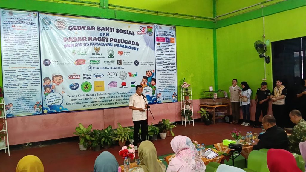 Sambutan Bupati Tangerang Bapak Moch Maesyal Rasyid di Acara Khitanan Massal 2026 PKK RW 05 Kutabaru, Pasarkemis, Kabupaten Tangerang.