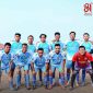 Skuad Brata FC Polresta Tangerang berpose bersama di lapangan sebelum melakoni pertandingan babak penyisihan POR Pegawai tingkat Kabupaten Tangerang 2026 di Stadion Mini Tigaraksa.