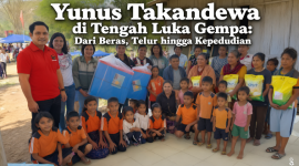 Yunus Takandewa di Tengah Luka Gempa: Dari Beras, Telur hingga Kepedulian. (Foto: Elfrat Frans Dhena)