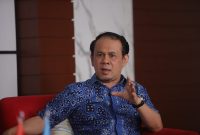 Sekretaris Jenderal Partai Gelora Indonesia Mahfuz Sidik saat memberikan penjelasan mengenai usulan penyederhanaan prosedur dan mekanisme tahapan Pemilu 2029.