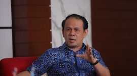 Sekretaris Jenderal Partai Gelora Indonesia Mahfuz Sidik saat memberikan penjelasan mengenai usulan penyederhanaan prosedur dan mekanisme tahapan Pemilu 2029.