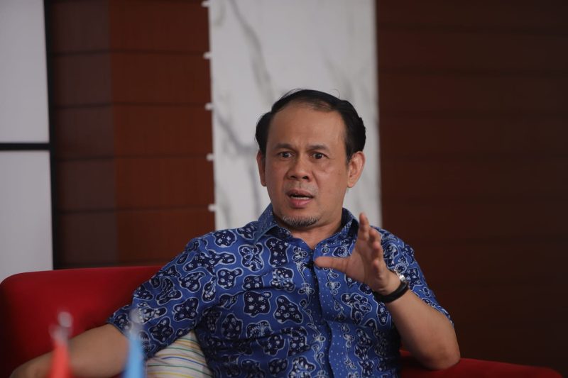 Sekretaris Jenderal Partai Gelora Indonesia Mahfuz Sidik saat memberikan penjelasan mengenai usulan penyederhanaan prosedur dan mekanisme tahapan Pemilu 2029.