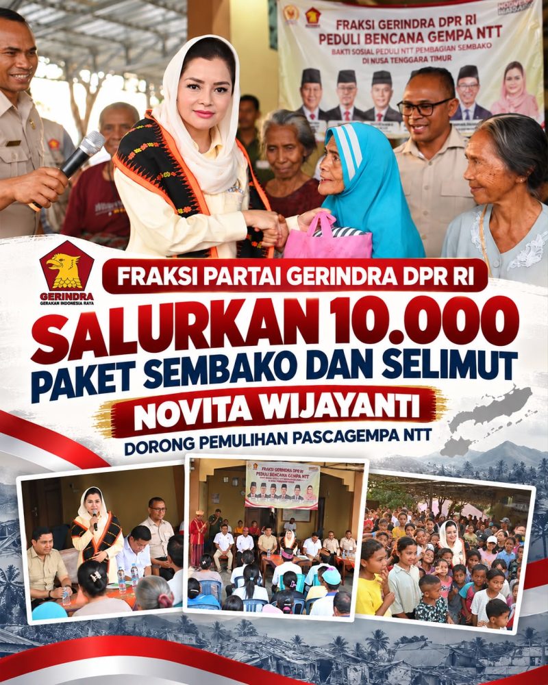 Gerindra DPR RI Gerak Cepat, Salurkan 10.000 Paket Sembako dan Selimut untuk Warga Terdampak Gempa NTT. (Foto: Istimewa)