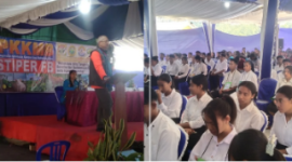 Direktur BNPB RI Bambang Suryanto Memberikan Materi Terkait Tanggap Darurat Bencana kepada Ratusan Mahasiswa Baru STIPER FB. (Foto: Elfrat Frans Dhena)