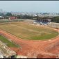 Stadion Benteng Tangerang terlihat dari udara dengan kondisi kawasan dan tribun stadion pada masa sebelum revitalisasi.