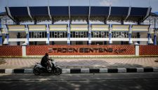 Tampak bagian depan Stadion Benteng setelah dilakukan pembaruan, dengan fasad dan area depan stadion yang telah ditata.