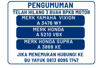 pengumuman kehilangan BPKB Motor.