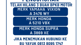 pengumuman kehilangan BPKB Motor.